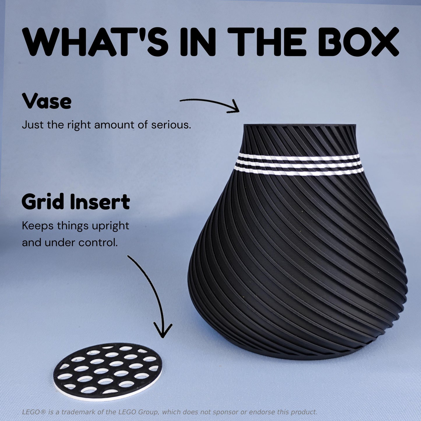 Vase for LEGO® Botanical Flower Sets | Modern Swirl Decor