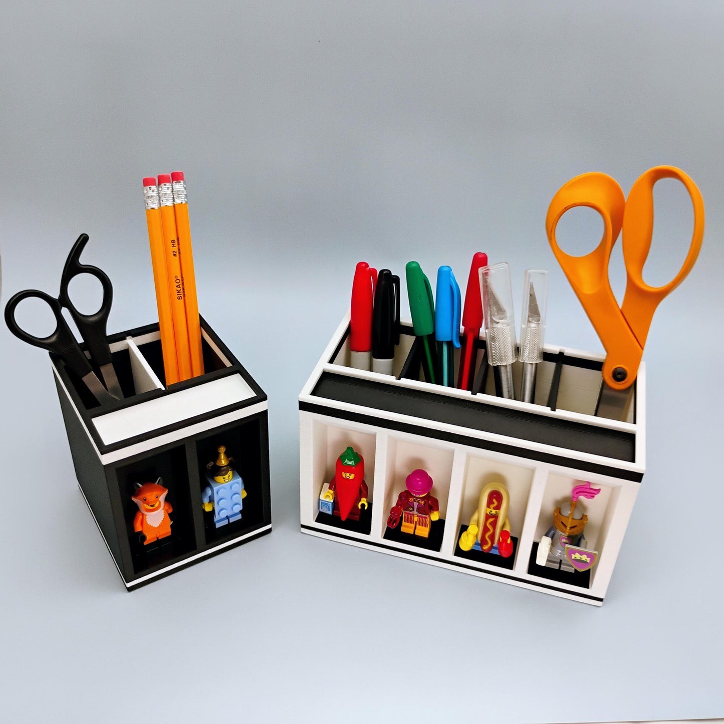 Desk Organizer with LEGO® Minifigure Display – Pen & Tool Holder, Gift for Builders