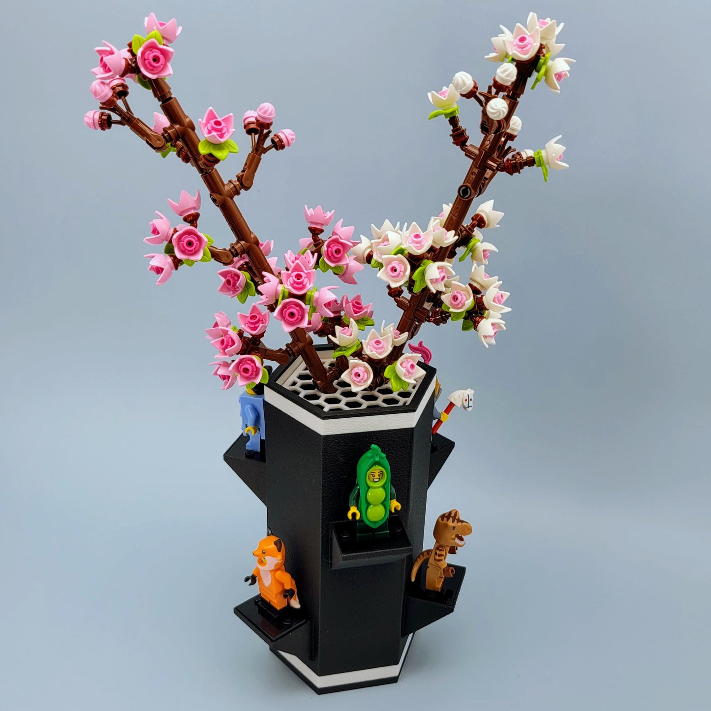 Vase for LEGO® Flowers & Minifigure Display: Hexagon Stand, Botanical Accessory