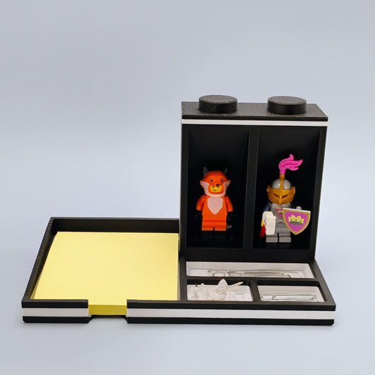 Post-it Note Holder with LEGO® Minifigure Display, Desk Organizer