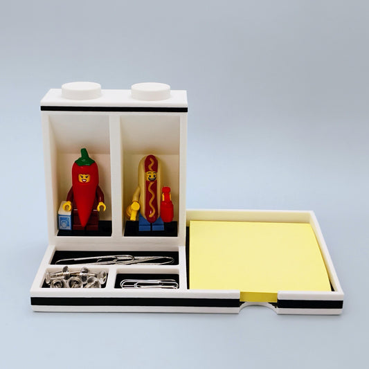 Post-it Note Holder with LEGO® Minifigure Display, Desk Organizer