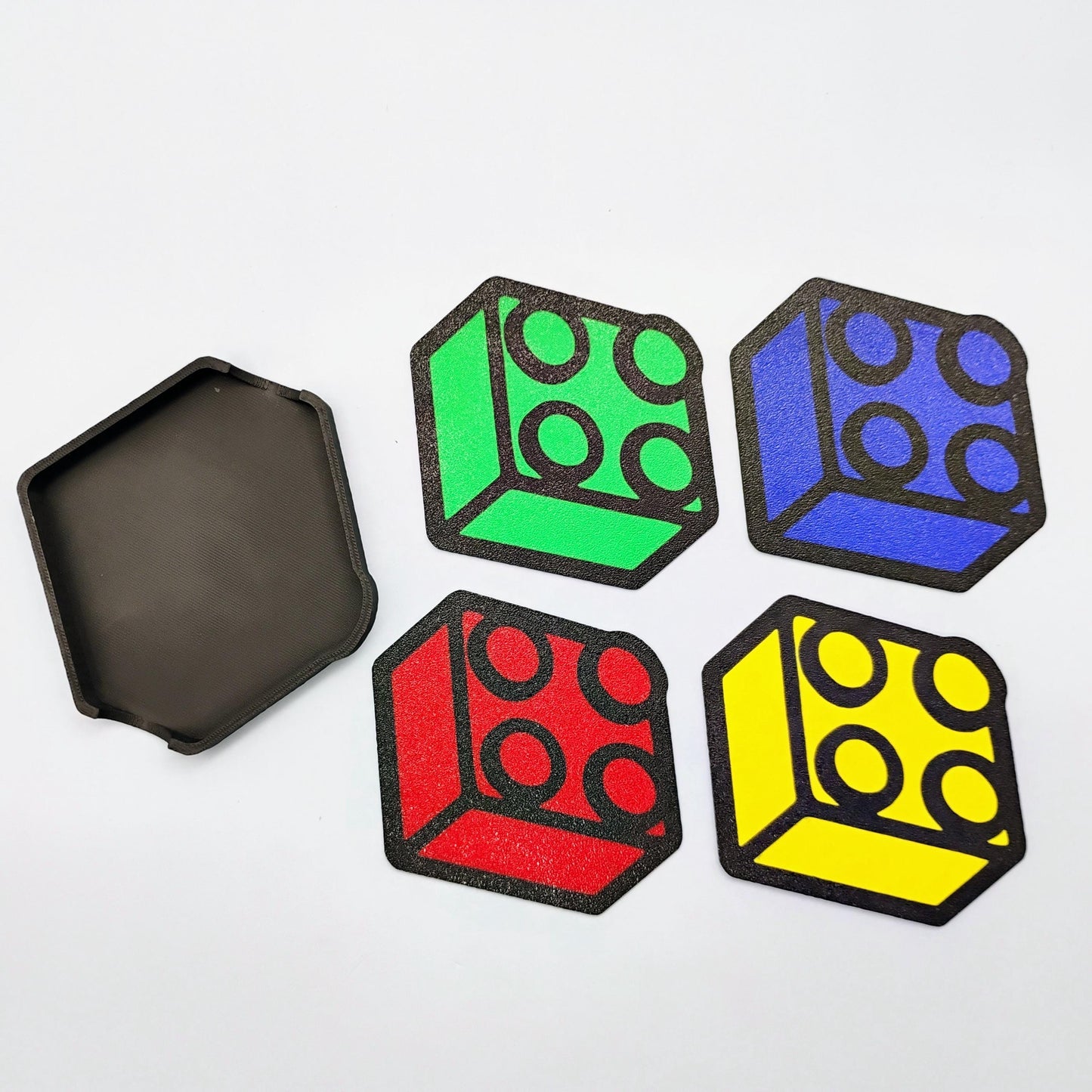 Coaster Set and Matching Holder, Fun Decor for LEGO® Builders