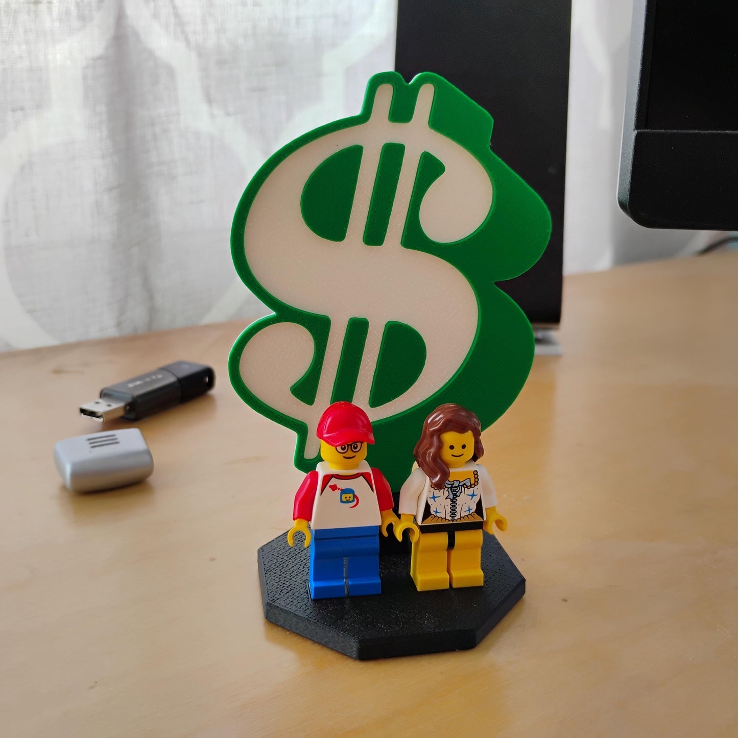 Dollar Sign Display for LEGO® Minifigures | Money Theme Desk Decor