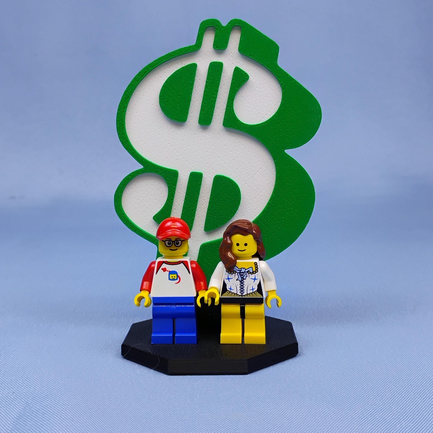 Dollar Sign Display for LEGO® Minifigures | Money Theme Desk Decor