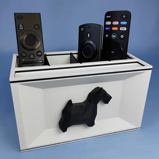 Scottish Terrier Desk Organizer – Geometric Dog Remote Holder, Dog Lover Gift