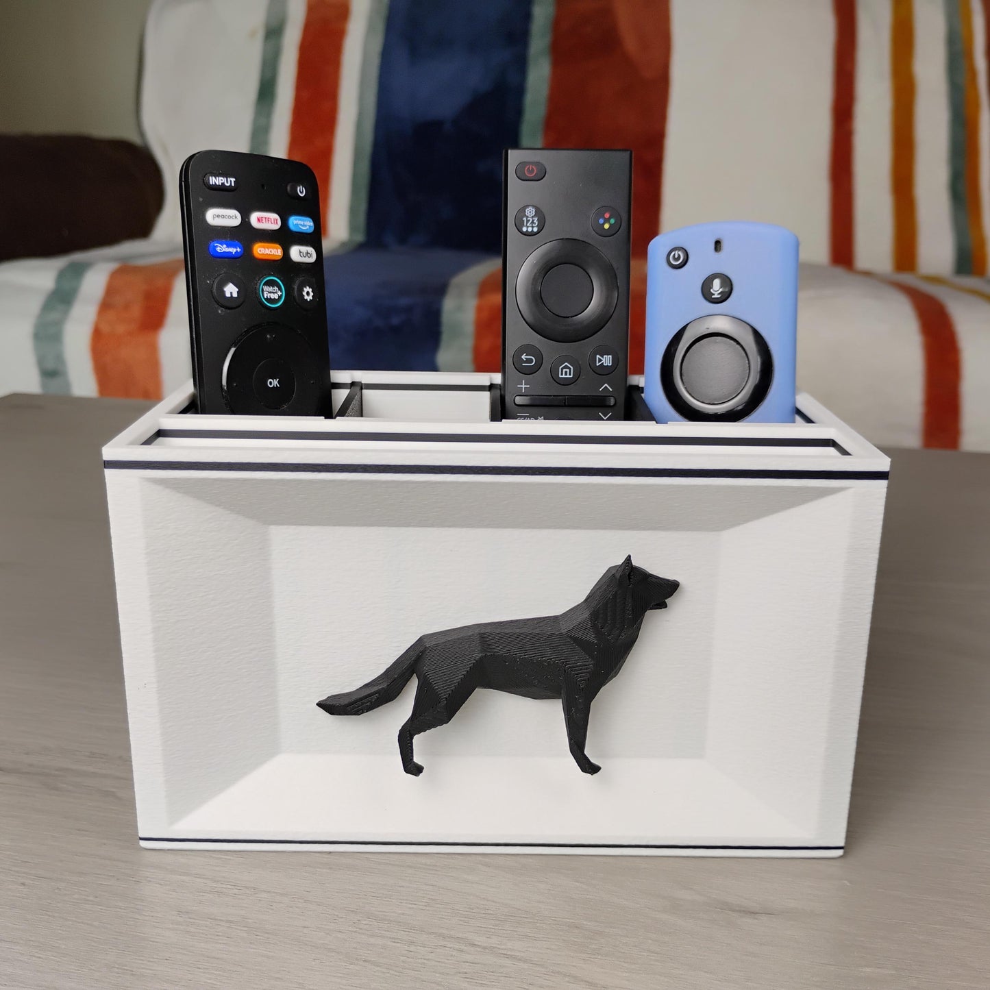 German Shepherd Desk Organizer – Geometric Dog Remote Holder, Dog Lover Gift