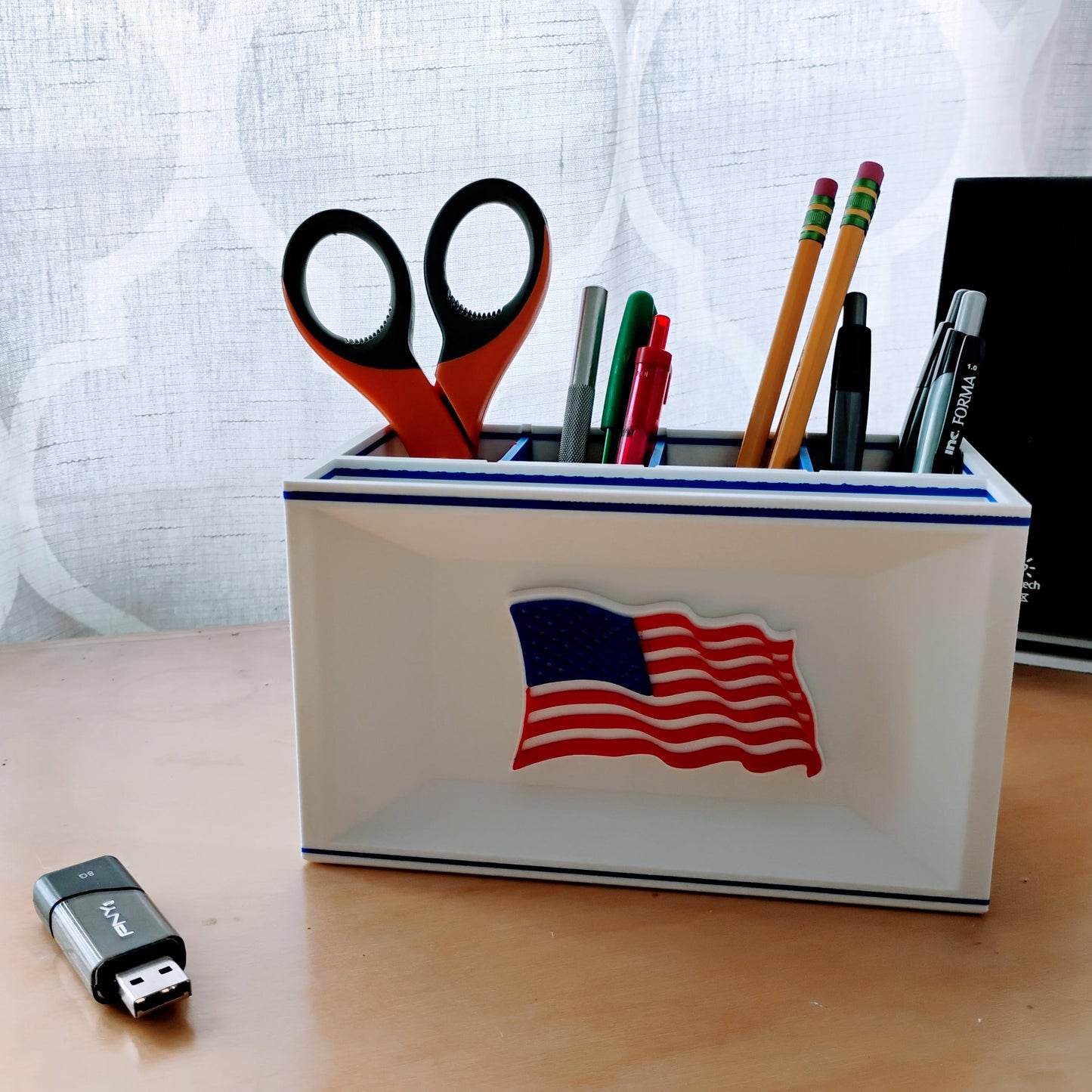 American Flag Desk Organizer, Remote Holder