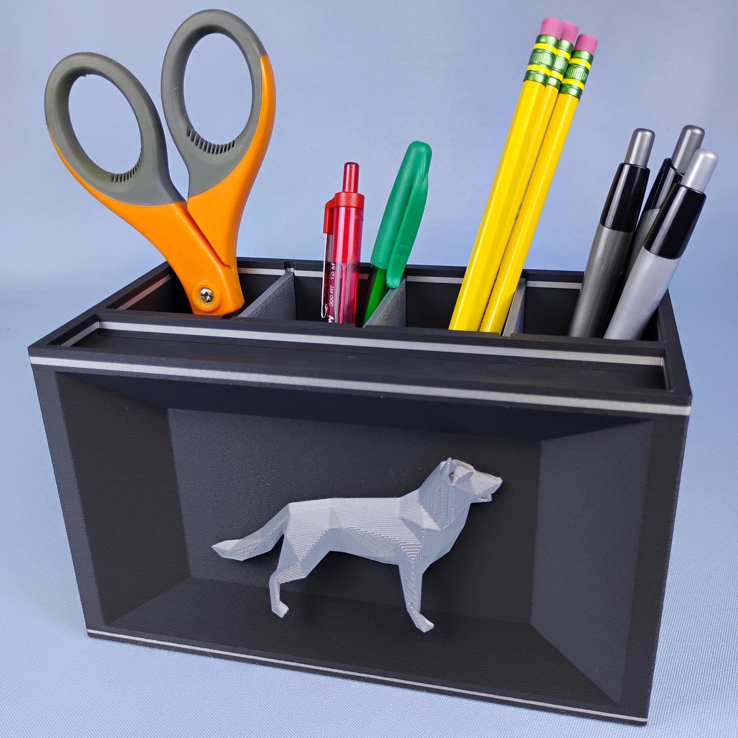 German Shepherd Desk Organizer – Geometric Dog Remote Holder, Dog Lover Gift
