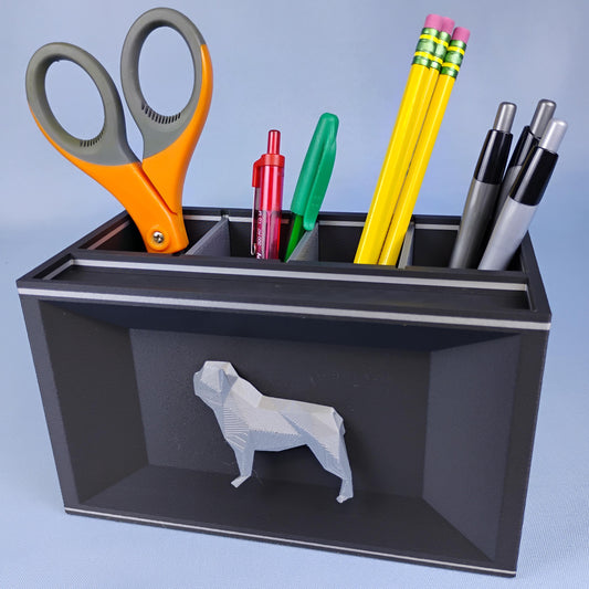 French Bulldog Desk Organizer – Geometric Dog Remote Holder, Dog Lover Gift