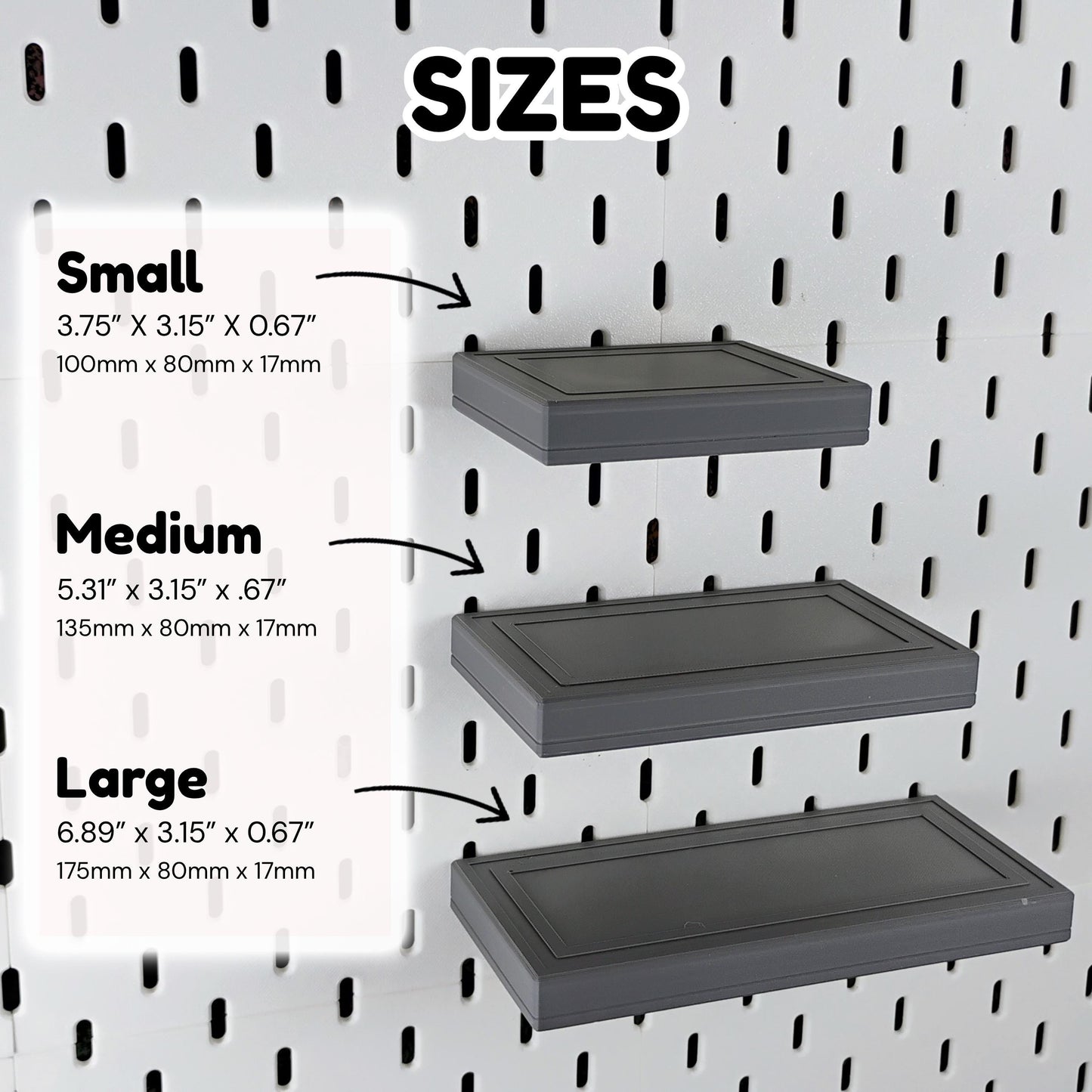 Floating Shelf for IKEA SKADIS Pegboard, Hidden Supports, 3 Sizes