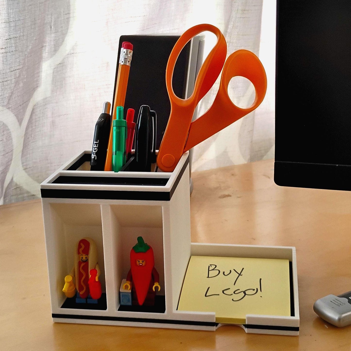 Desk Organizer with LEGO® Minifigure Display, Post-it Note Holder