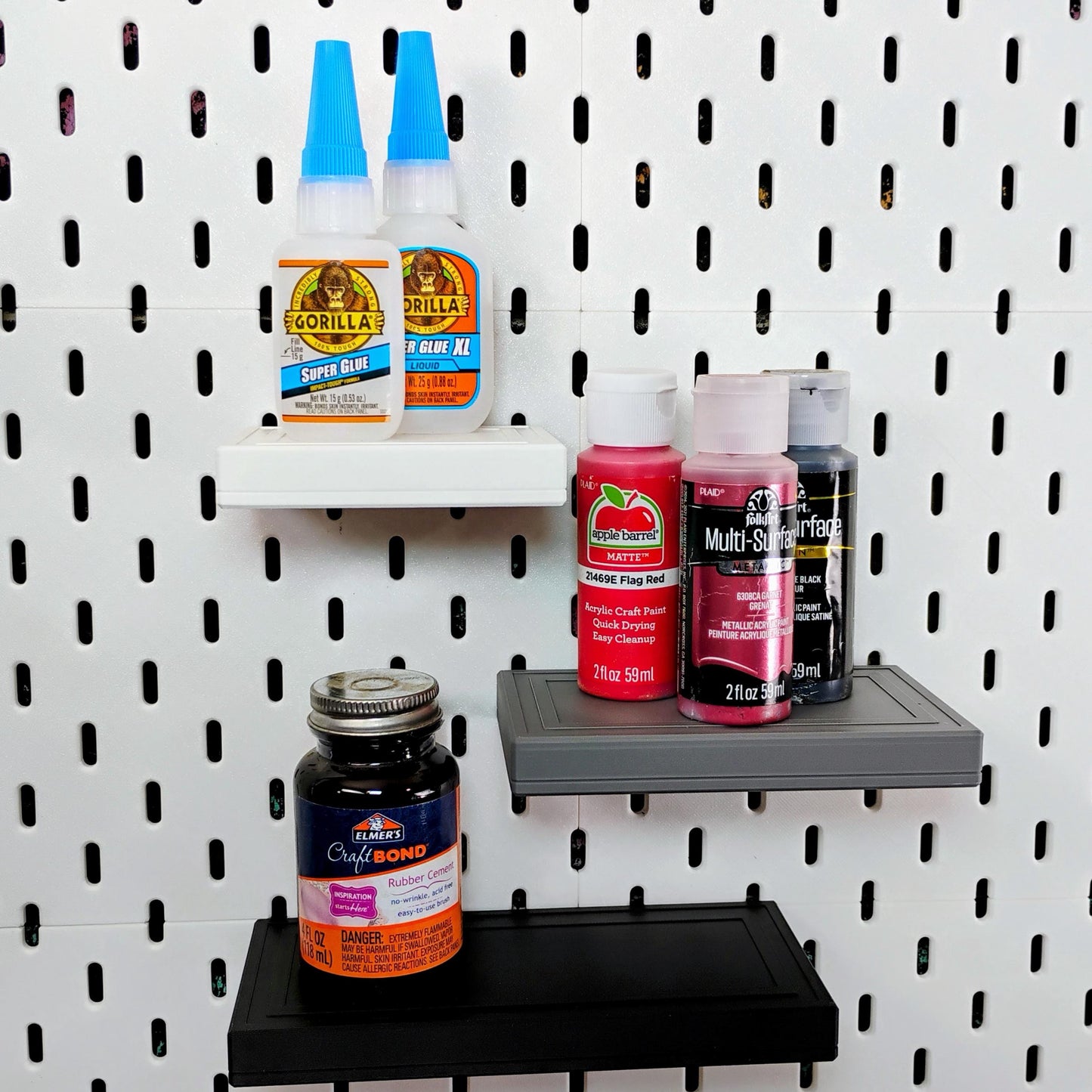 Floating Shelf for IKEA SKADIS Pegboard, Hidden Supports, 3 Sizes