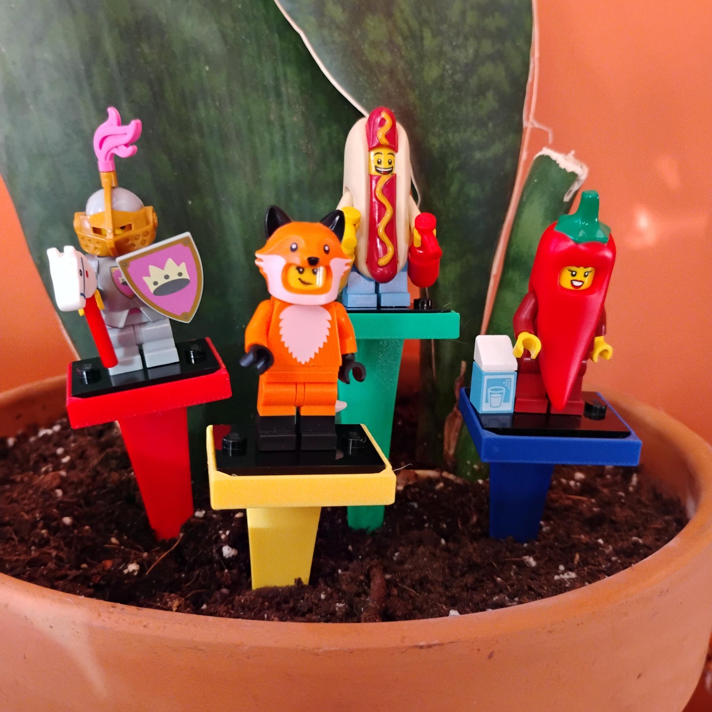 Plant Pot Stakes for LEGO® Minifigures, Set of 4, 6 Inch Display Stakes