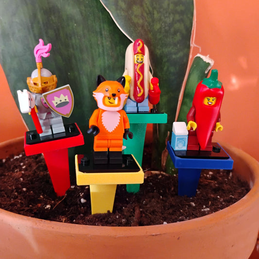 Plant Pot Stakes for LEGO® Minifigures, Set of 4, 6 Inch Display Stakes