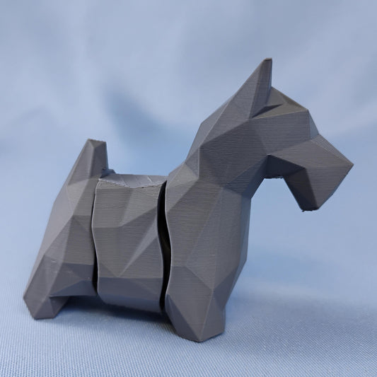 Flexi Scottish Terrier Figurine, Low Poly Wiggly Dog Desk Decor