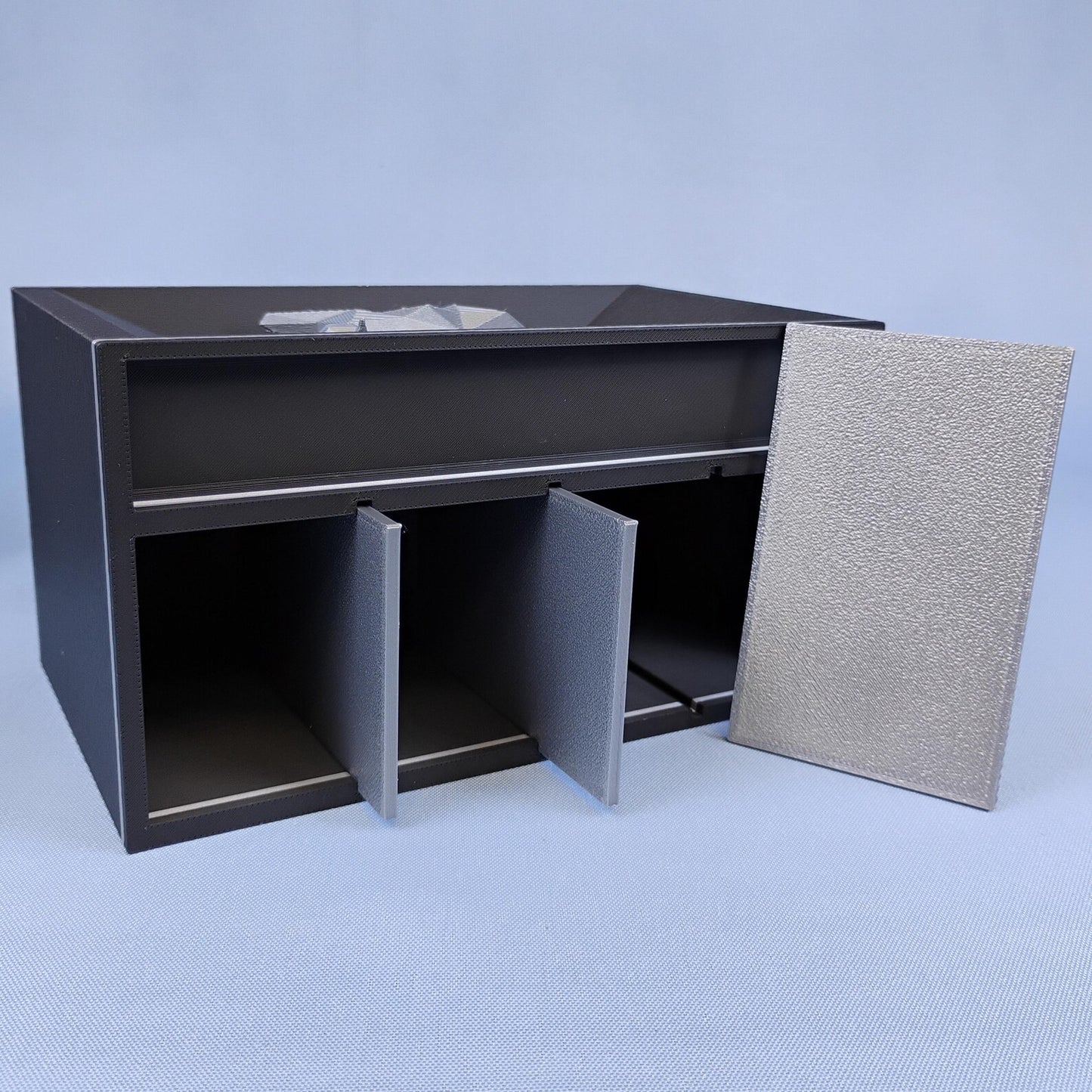 Labrador desk organizer shown with removable divider insert for separating remotes, pens, and office tools