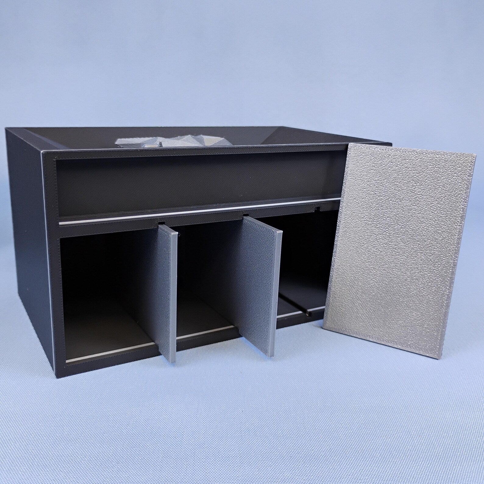 Labrador desk organizer shown with removable divider insert for separating remotes, pens, and office tools